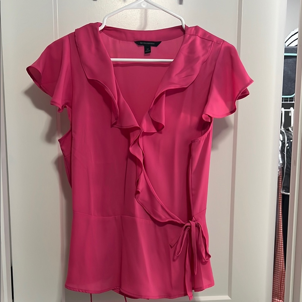 Pink Ruffle Wrap Top